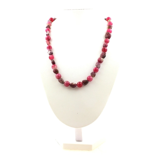 Rubellite Tourmaline + Watermelon Tourmaline 8 mm beads necklace.