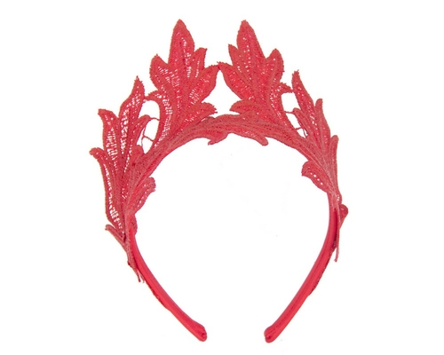 Red lace crown fascinator headband