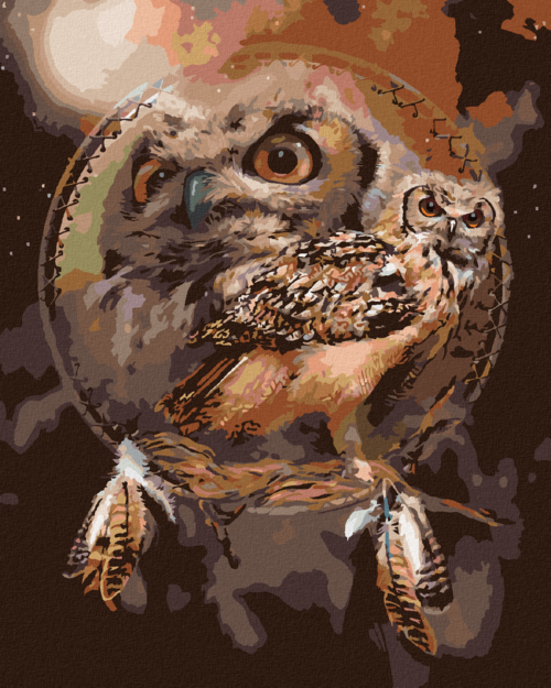 Zuty - Paint by Numbers - OWL AND A DREAMCATCHER (CAROL CAVALARIS),