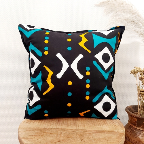 African Print Cushion Cover made from 100% Mudcloth Bogolan Inspired