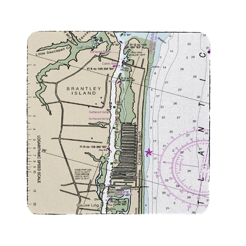 Betsy Drake CT11534OL 4 x 4 in. Ocean Isle, NC Nautical Map Coaste