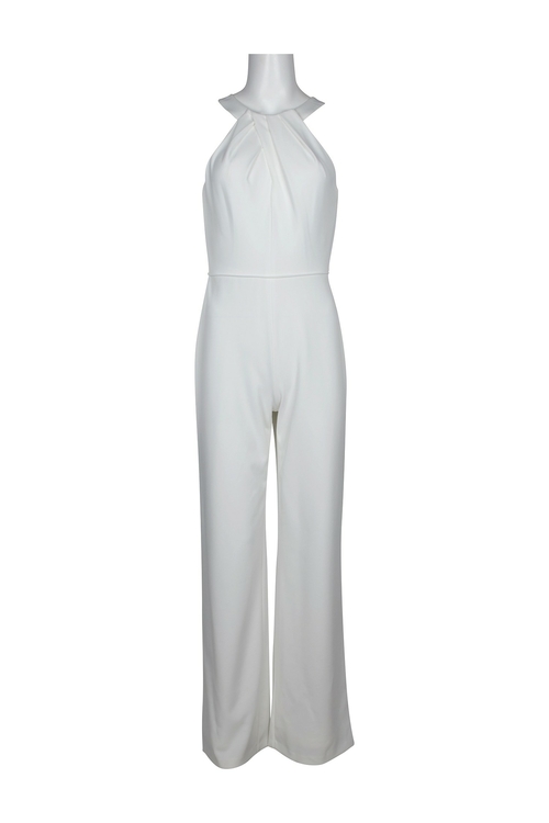 Adrianna Papell Halter Neck Tie Zipper Back Solid Jersey Jumpsuit