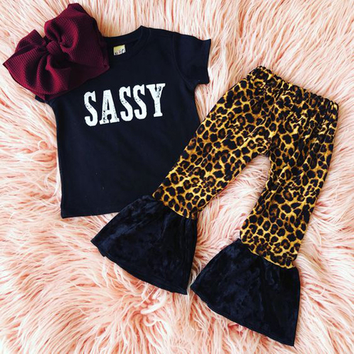 Infant Baby Girl Boy Letter T shirt Tops Leopard