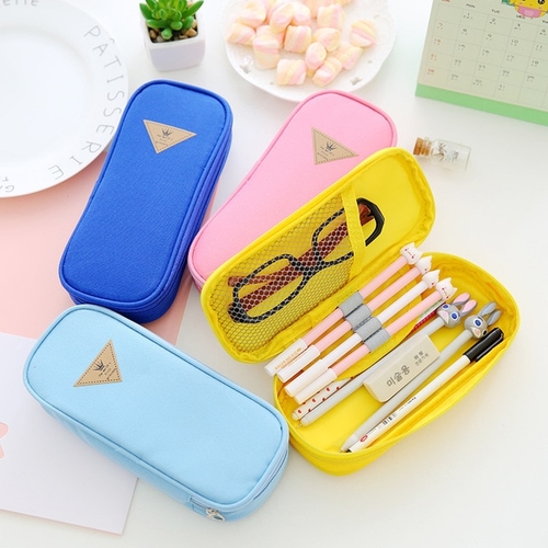 High capacity Candy Color Canvas Pencil Case