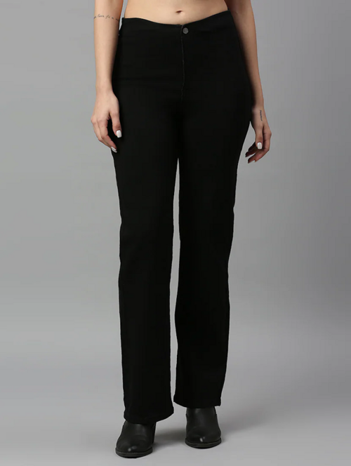 Women's Cotton  High Rise Denim Jeans(Size34)(Colorblack)