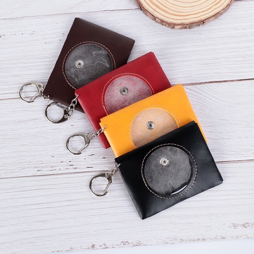 9.2*9.2cm Home PU Leather Zipper Storage