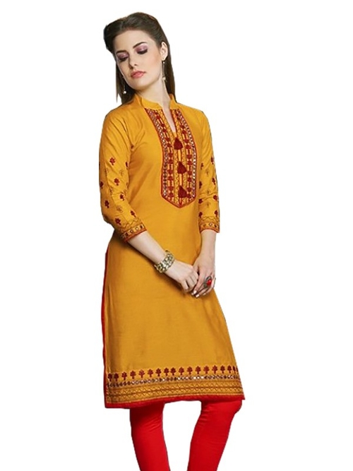 Long Kurti With Linen And Cotton Slub