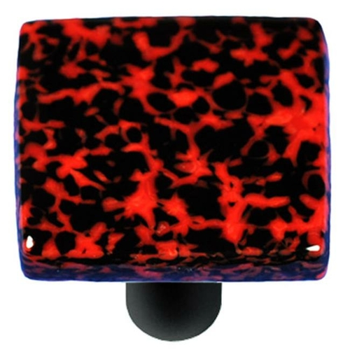 Hot Knobs HK8057-KB Granite Black & Red Square Glass Cabinet Knob - Bl