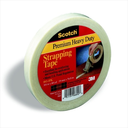 Scotch 040716 1 In. x 60 Yd. Premium Heavy Duty Strapping Tape