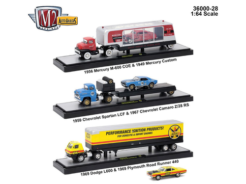 Auto Haulers Release 28, 3 Trucks Set 1/64 Diecast Models by M2