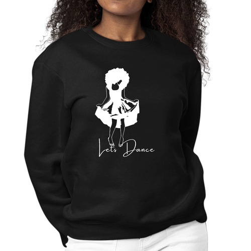 Womens Graphic Sweatshirt Say it Soul - Lets Dance White Line Art Prin