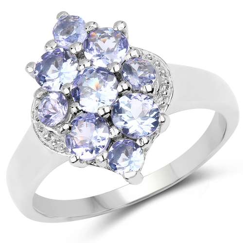 1.55 Carat Genuine Tanzanite .925 Sterling Silver Ring