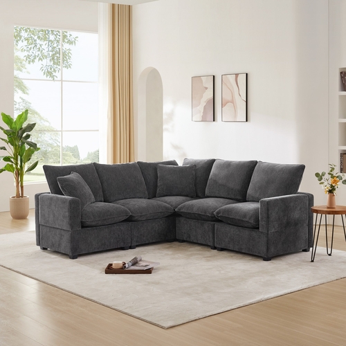 84*84" Modern L Shape Modular Sofa, 5 Seat Chenille Sectional Couch