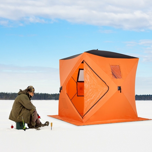 Outsunny 2-4 Person Portable Pop-up Ice Fishing Tent Ice Shelter with