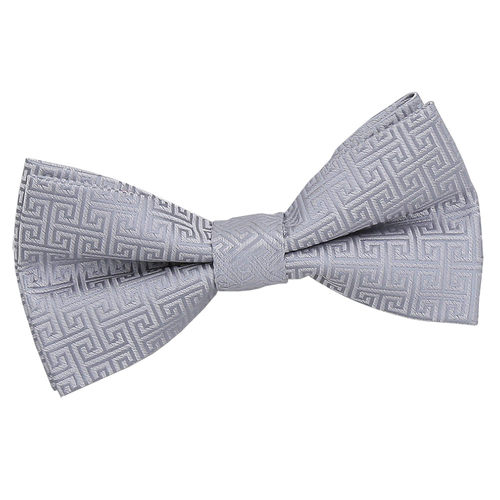 Greek Key Pre-Tied Bow Tie - Silver