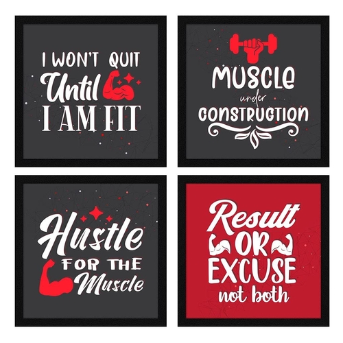 Motivational Gym Exercise Quotes Wall Art Painting Set of 4