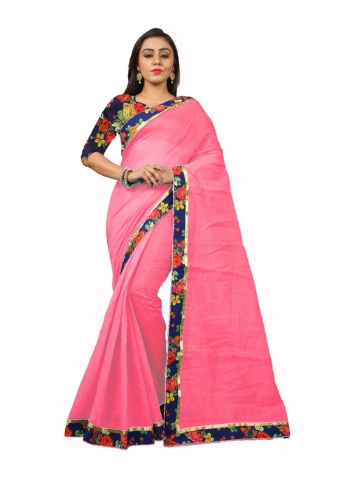 Pink Color Chanderi  Saree