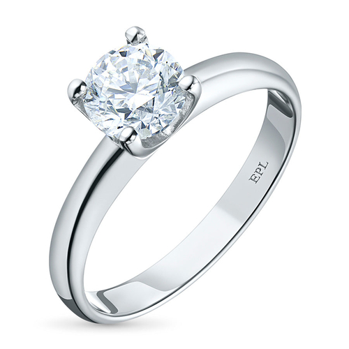 14K White Gold Ring with 1 Round-Cut Lab-Created Diamond 0.365 CT.TW