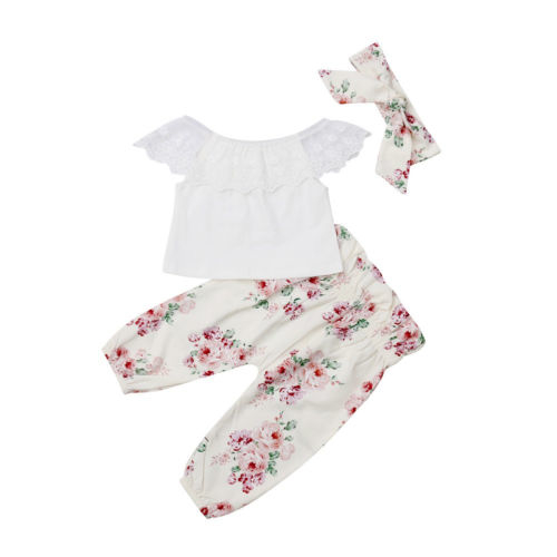 Newborn Baby Girl Boy Tops Lace Shirt Floral Long
