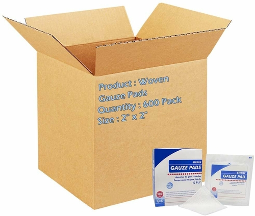Dukal Woven Gauze Pads 2" x 2". Case of 600 12-ply Disposable Cotton