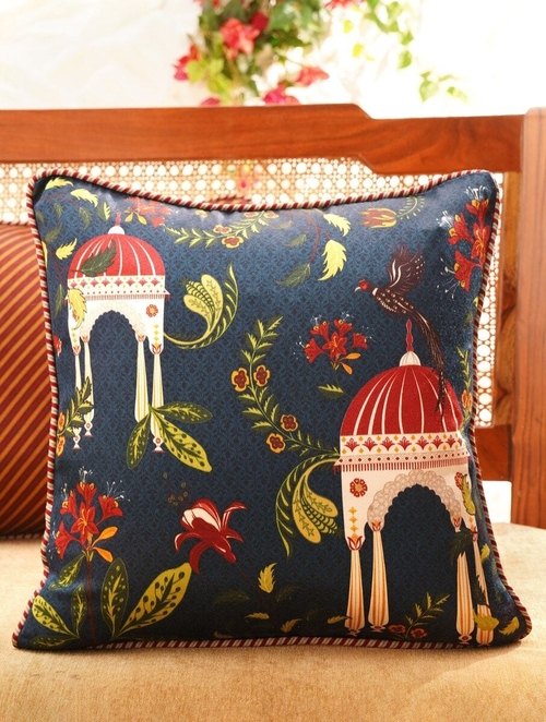 Multicolour Viscose Mashru Printed Cushion Cover (Size 22 x 16 Inch)