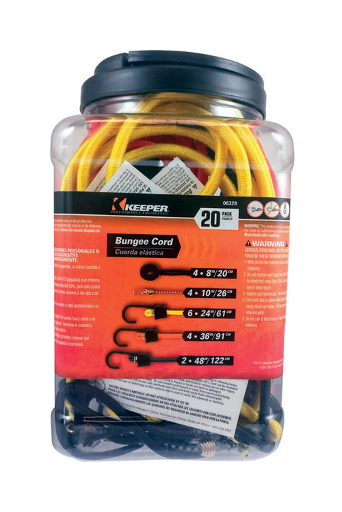 Keeper 8895641 Bungee Cord Set, Assorted - 20 per Case, Pack o