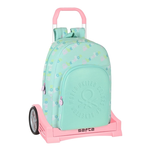 School Rucksack with Wheels Benetton World Mint 30 x 46 x 14 cm