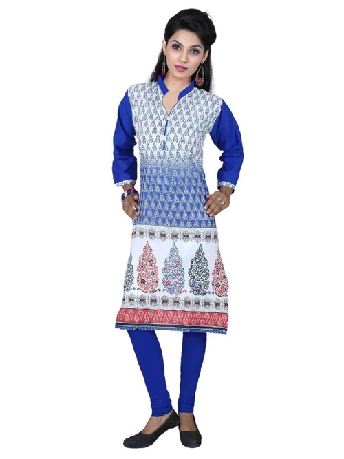 Blue Cotton Printed Casual Women’s Kurti