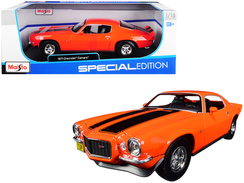 1971 Chevrolet Camaro Orange with Black Stripes 1/18 Diecast Model Car
