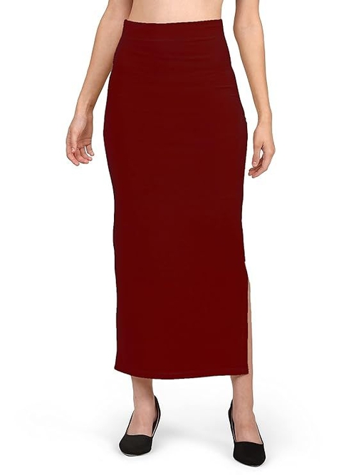 Women Lycra Saree Shapewear Petticoat Color MAROON Size M