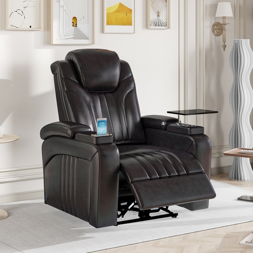 PU Leather Power Recliner Home Theater Recliner with Power Adjustable