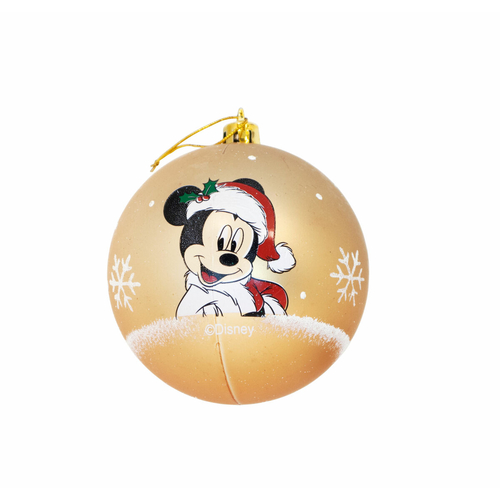 Christmas Bauble Mickey Mouse Happy smiles Golden 6 Units Plastic (Ø 8