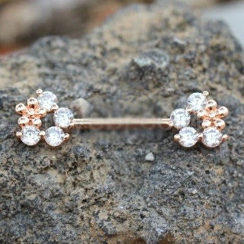 Rose Gold Plated Flower Fields Nipple Bar