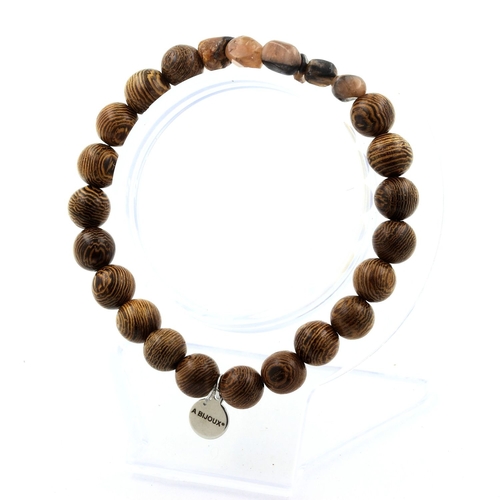 Andalusite from USA + wood Bracelet 8 mm Beads.