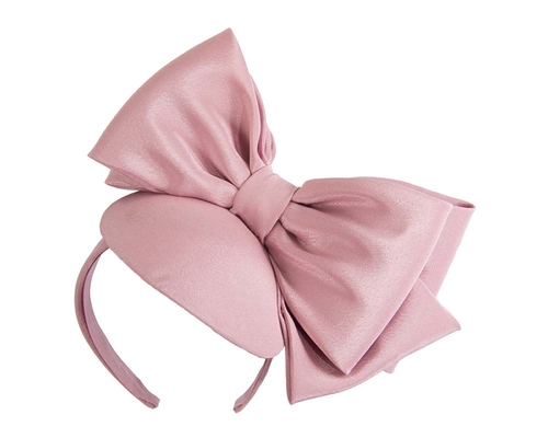 Dusty pink satin fascinator with big bow