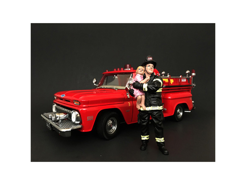 Firefighter Saving Life with Baby Figurine / Figure For 1:24 Models by