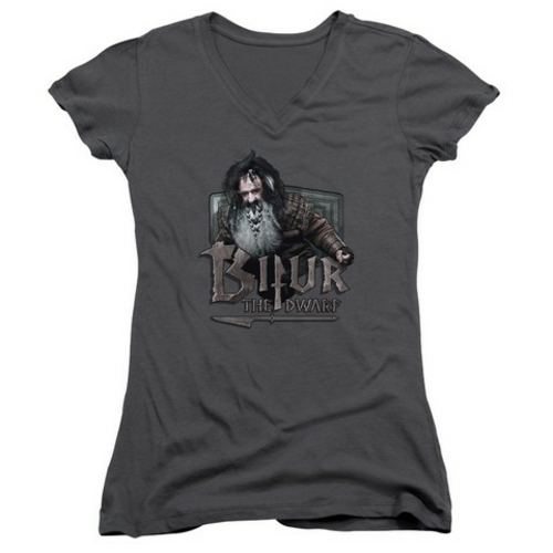 Trevco The Hobbit-Bifur Junior V-Neck Tee- Charcoal - Small