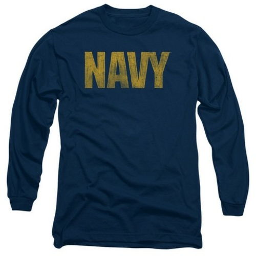 Trevco Navy-Logo Long Sleeve Adult 18-1 Tee, Navy - XL