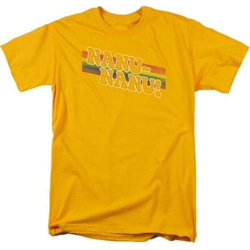 Trevco Mork & Mindy-Nanu Rainbow - Short Sleeve Adult 18-1 Tee - Gold-