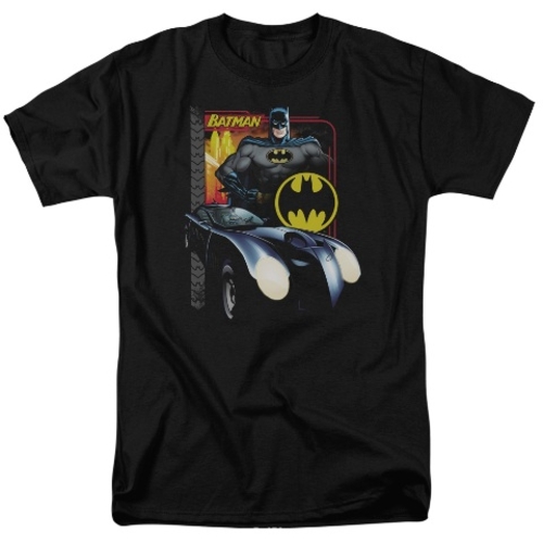 Trevco Batman-Bat Racing - Short Sleeve Adult 18-1 Tee - Black- Large