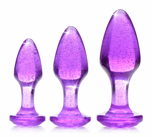 Glitter Gem Anal Plug Set - Purple