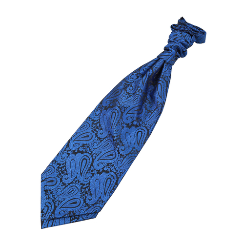 Paisley Pre-Tied Ruche Cravat - Royal Blue