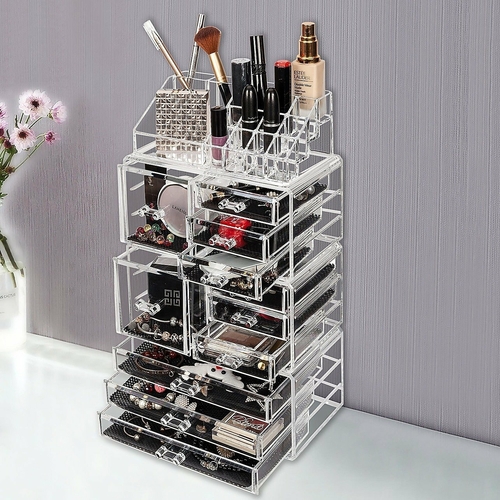 11 Drawers Clear Acrylic Cosmetic Jewellery Luxury Organiser