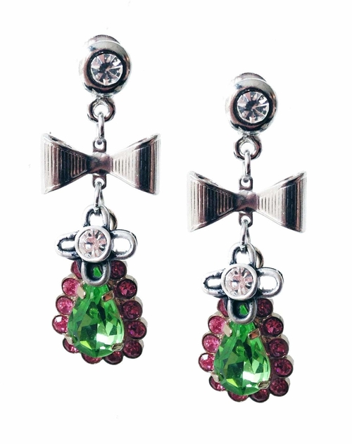 Pink and green dangle and drop earrings