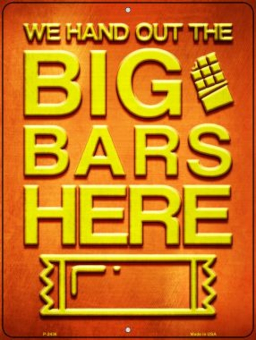 Smart Blonde P-2436 Big Bars Here Novelty Metal Parking Sign - 3.5 x 2