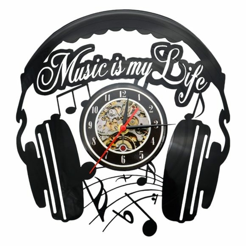 MUSIC LISTENING TO MUSIC HANDMADE VINYL RECORD WALL CLOCK