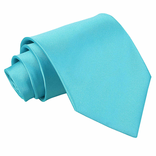 Plain Satin Extra Long Tie - Robin's Egg Blue