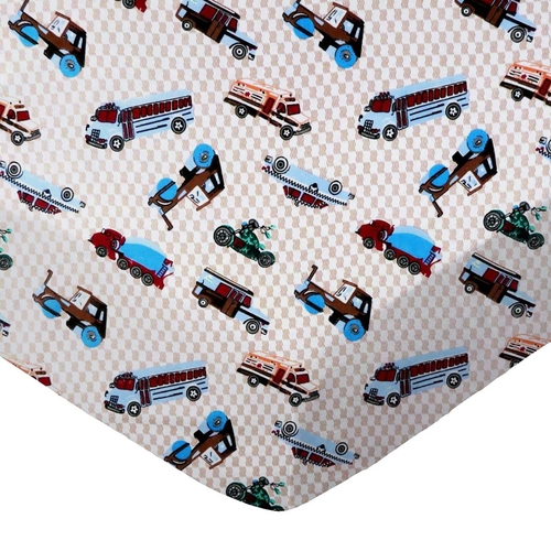SheetWorld Fitted Cradle Sheet - 100% Cotton Flannel - Vehicles Cream,