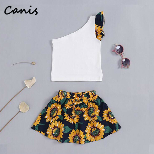 Toddler Girl Sunflower Princess Outfits 2OCS