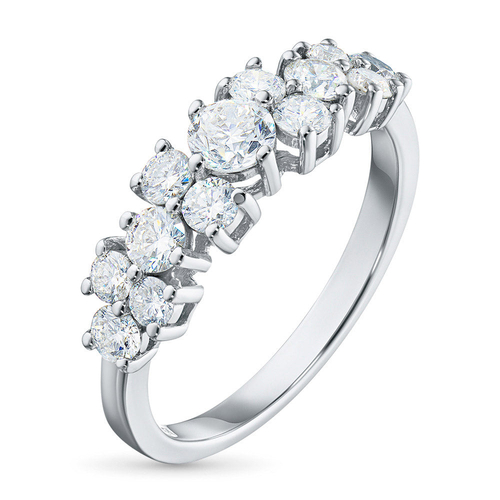 14K White Gold Ring with 13 Round-Cut Lab-Created Diamonds 1.348 CT.TW